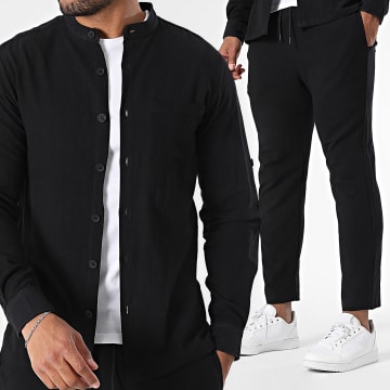 Zayne Paris  - Ensemble Chemise Manches Longues Et Pantalon Estival 139 Noir