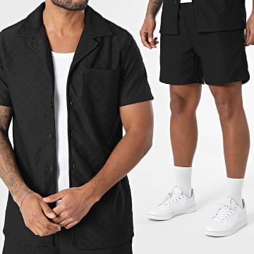 Zayne Paris  - Ensemble Chemise Manches Courtes Et Short Jogging Texturé 116 Noir