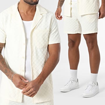 Zayne Paris  - Ensemble Chemise Manches Courtes Et Short Jogging Texturé 116 Beige Clair