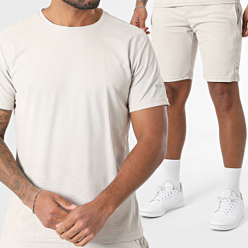 Zayne Paris  - Ensemble Tee Shirt Et Short Jogging A Bandes 152 Beige
