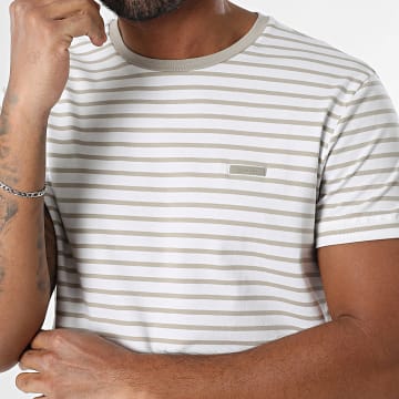 Calvin Klein - T-Shirt Slim Stripe Stripe 4177 Weiß Beige