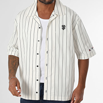 Champion - SF Giants 221041 Camicia a maniche corte a righe bianche e nere
