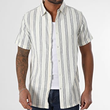 Tiffosi - Menorca Gestreept Overhemd met Korte Mouw 10060297 Licht beige