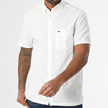 Tommy Jeans - Hemd Kurzarm Regular Seersucker 0890 Weiß