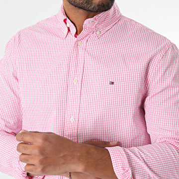 Tommy Hilfiger - Hemd Langarm Vichy Flex Poplin Gingham 7548 Rosa Weiß