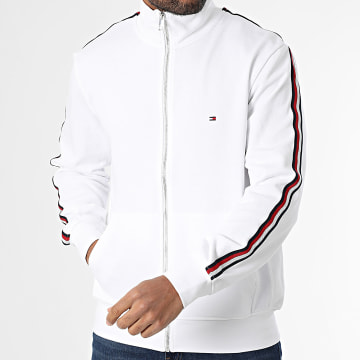 Tommy Hilfiger - Sweat Zippé Global Stripe Stand Collar 8686 Blanc