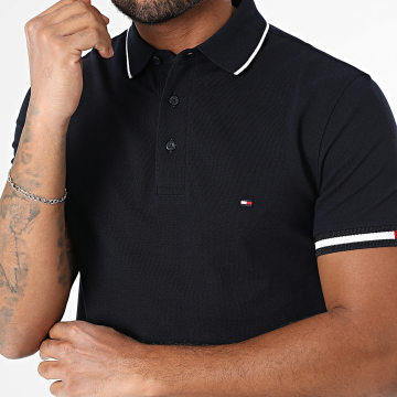 Tommy Hilfiger - Polo Manches Courtes Slim Flag Cuff 8458 Bleu Marine
