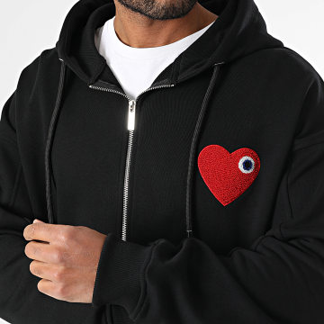 ADJ - Chic Hart capuchon Sweat 1824 Zwart Rood