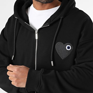 ADJ - Coeur Chic 1824 Zwart Houtskool Grijs Hooded Zip Sweatshirt