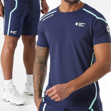 Comme Des Loups - Compressor Tee Shirt and Jogging Short Set Navy Blue
