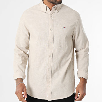 Tommy Jeans - Hemd Langarm Regular Linen Blend 0875 Beige meliert