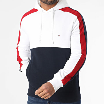 Tommy Hilfiger - Sweat Capuche Global Stripe Block 9969 Blanc Bleu Marine Rouge