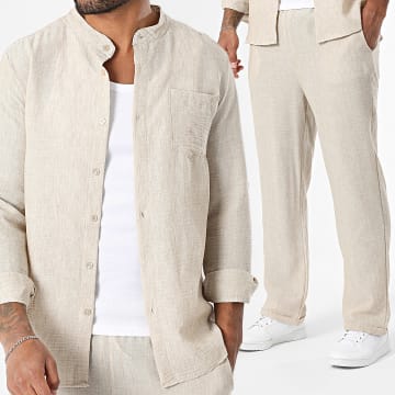 Uniplay - Ensemble Chemise Manches Longues Et Pantalon 130 Beige Chiné