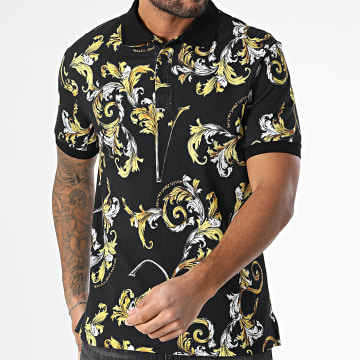 Versace Jeans Couture - Polo Kurzarm Piquet Print Barocco Outline 78GAG6S0 Schwarz Renaissance