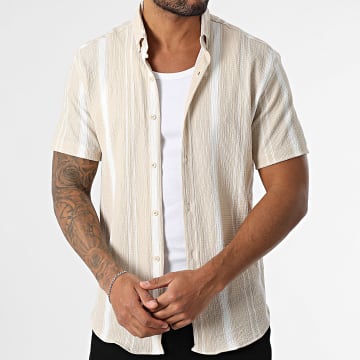 Classic Series - Camisa de rayas de manga corta 016 Beige