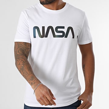 NASA - Tee Shirt Worm Logo Black Rainbow Blanc Iridescent Réfléchissant