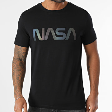 NASA - Tee Shirt Worm Logo Black Rainbow Noir Iridescent Réfléchissant