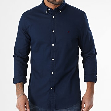 Tommy Hilfiger - Hemd Langarm Slim Flex Dobby 8556 Marineblau
