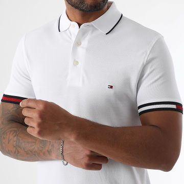 Tommy Hilfiger - Polo Manches Courtes Slim Flag Cuff 8458 Blanc