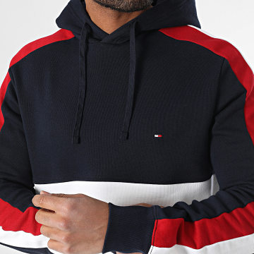 Tommy Hilfiger - Sweat Capuche Global Stripe Block 9969 Bleu Marine Blanc Rouge