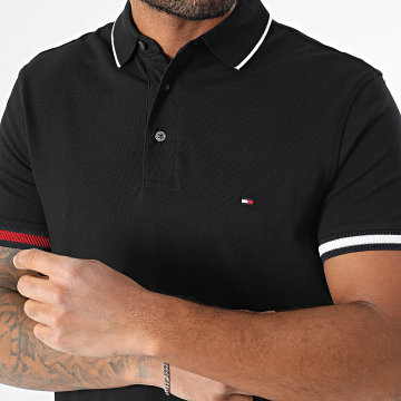 Tommy Hilfiger - Polo Manches Courtes Slim Flag Cuff 8458 Noir