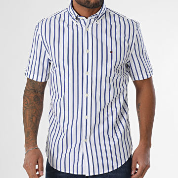Tommy Hilfiger - Kurzarmhemd Gestreift Flex Poplin Stripes 7551 Weiß Marineblau