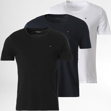 Tommy Hilfiger - Lot De 3 Tee Shirts Signature 3379 Noir Bleu Marine Blanc