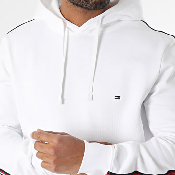 Tommy Hilfiger - Sweat Capuche A Bandes Global Stripe 8685 Blanc