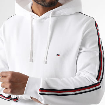Tommy Hilfiger - Sweat Capuche A Bandes Global Stripe 8685 Blanc