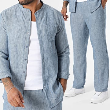 Uniplay - Ensemble Chemise Manches Longues Et Pantalon 130 Bleu Roi Chiné