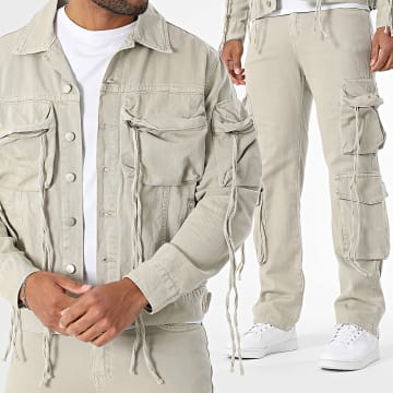 Uniplay - Ensemble Veste Jean Et Pantalon Cargo Jean 198 Beige