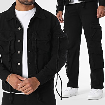 Uniplay - Ensemble Veste Jean Et Pantalon Cargo Jean 198 Noir