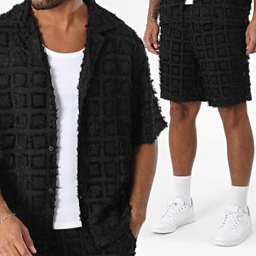 Uniplay - Ensemble Chemise Manches Courtes Et Short Jogging A Carreaux 228 Noir