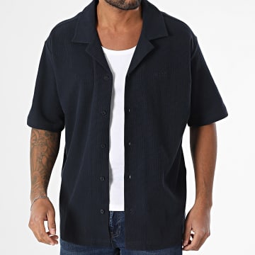 BOSS - Camicia a maniche corte in waffle 50536745 Blu navy
