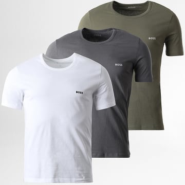 BOSS - Set di 3 magliette 50532470 Grigio Antracite Verde Khaki Bianco