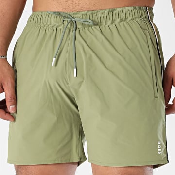 BOSS - Iconic Banded Swim Shorts 50491594 Caqui Verde