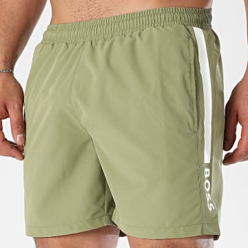 BOSS - Shorts de baño con banda Dolphin 50508963 Caqui Verde