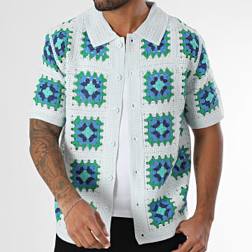 Frilivin - Camisa Manga Corta 514 Mesh Azul Claro Verde Azul Marino
