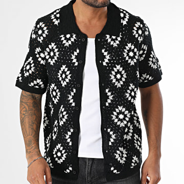 Frilivin - 961 Camicia a maniche corte in rete bianca e nera