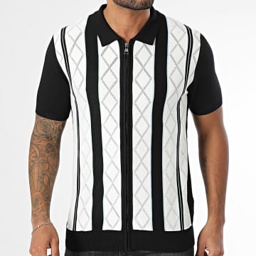 Frilivin - Polo a maniche corte con zip 371 nero bianco