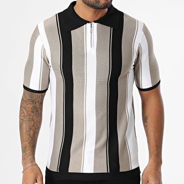 Frilivin - Polo Manches Courtes 089 Beige Blanc Noir