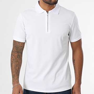 Frilivin - Polo de Manga Corta Cuello con Cierre V91 Blanco