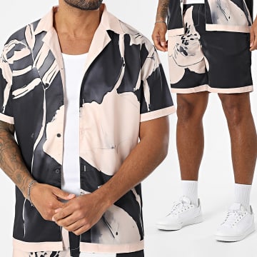 Frilivin - Ensemble Chemise Manches Courtes Et Short Jogging M81 Rose Noir