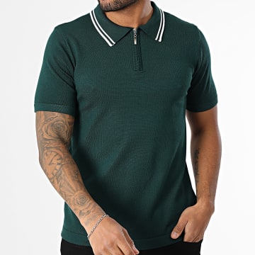 Frilivin - Polo Manches Courtes Col Zippé 086 Vert Foncé