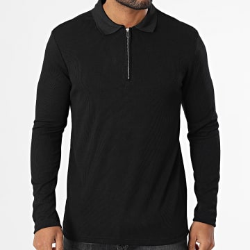 Frilivin - Polo con zip a manica lunga A68 Nero