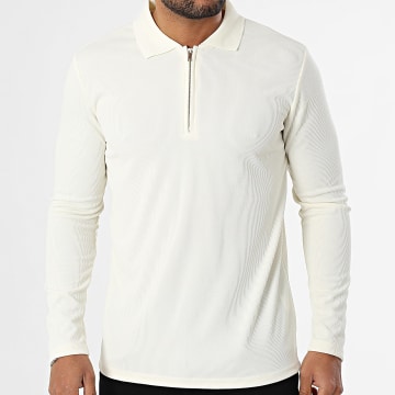 Frilivin - Polo manica lunga con zip A68 Beige chiaro