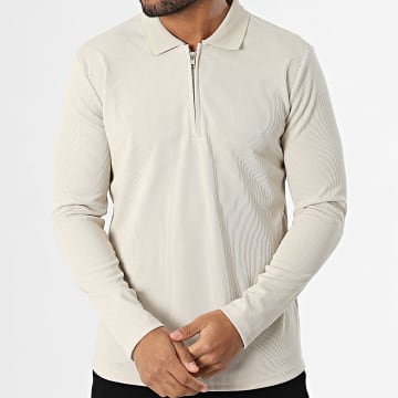 Frilivin - Polo manica lunga con zip A68 Beige