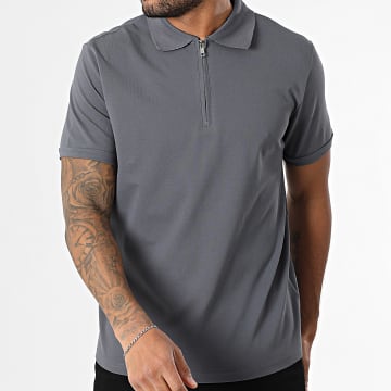 Frilivin - Polo Manches Courtes Col Zippé V91 Gris Anthracite