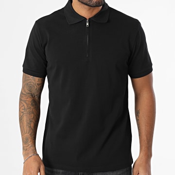 Frilivin - Polo de Manga Corta Cuello con Cierre V91 Negro