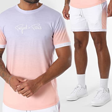 Project X Paris - Set di magliette e pantaloncini da jogging 2410092 2440092 Bianco Lilla Rosa Gradiente
